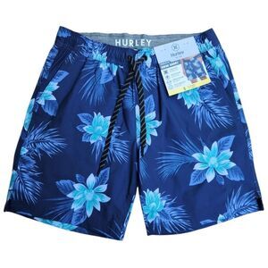 Hurley Men's Lined Swimming-Casual Board Shorts Hawaiian Printed Size Small